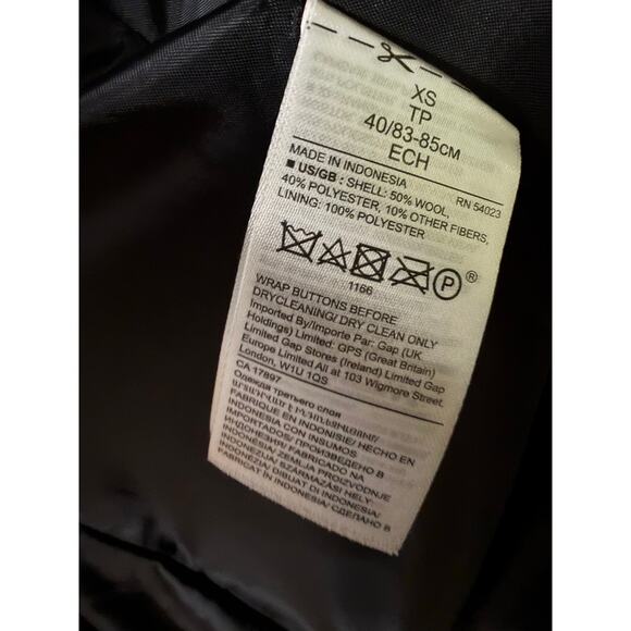 Banana Republic Double Breasted Houndstooth Coat Jacket Classic Black Cream XS - Picture 12 of 12